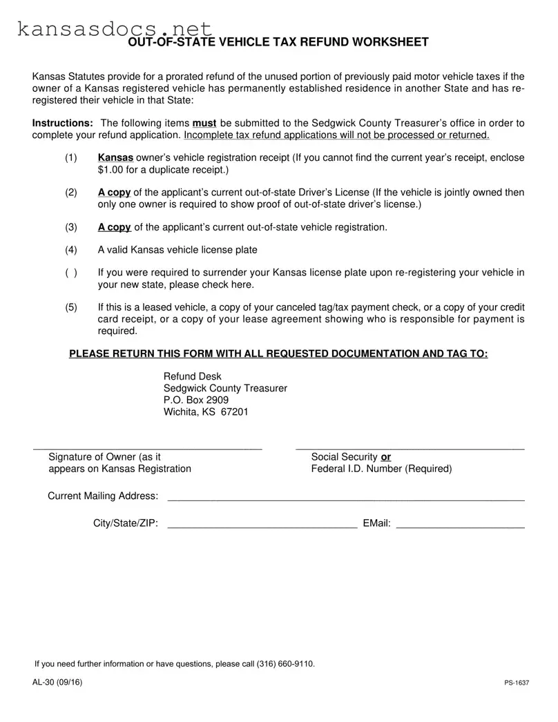 Official Kansas Al 30 Form in PDF