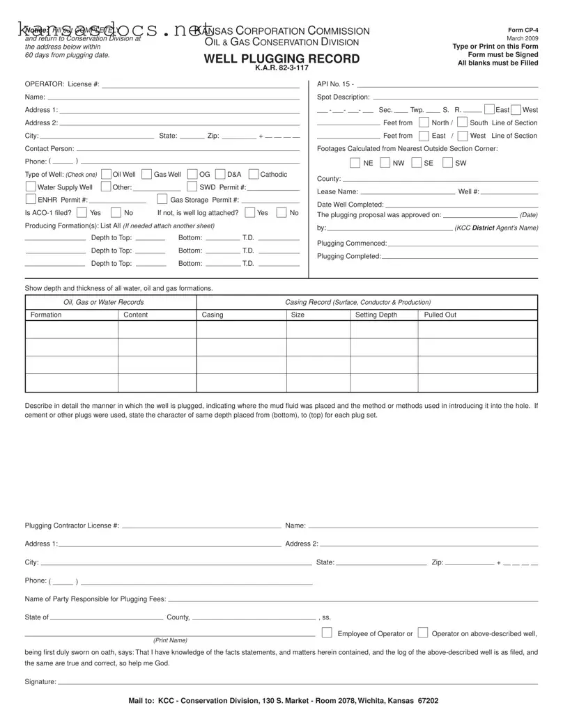 Official Kansas Cp 4 Form in PDF