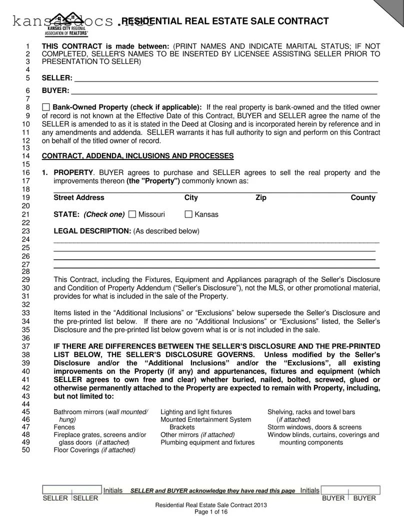 Official Kansas Estate Contract Form in PDF