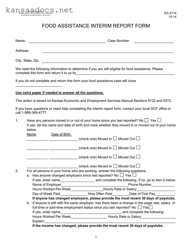 Official Kansas Interim Report Form in PDF
