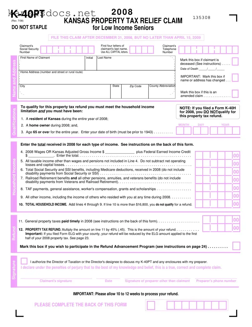 Official Kansas K 40Pt Form in PDF