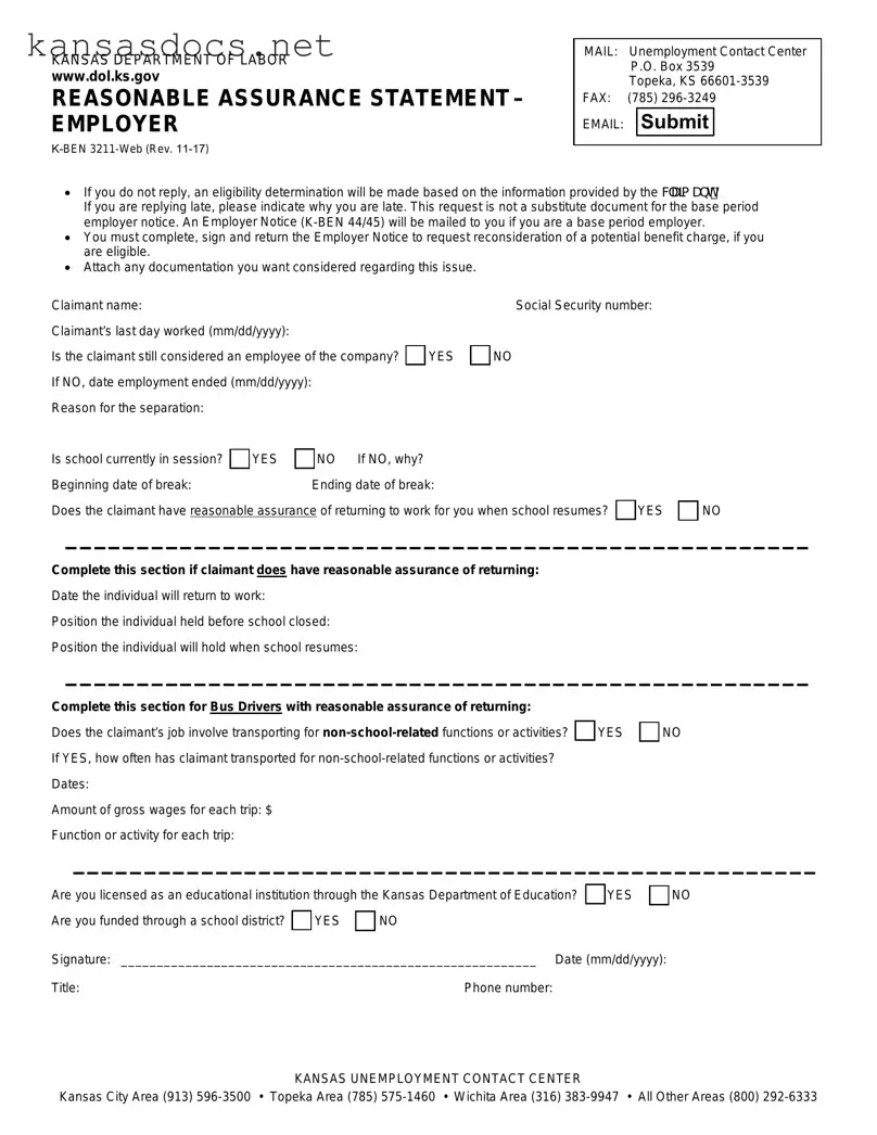Official Kansas K Ben 3211 Form in PDF