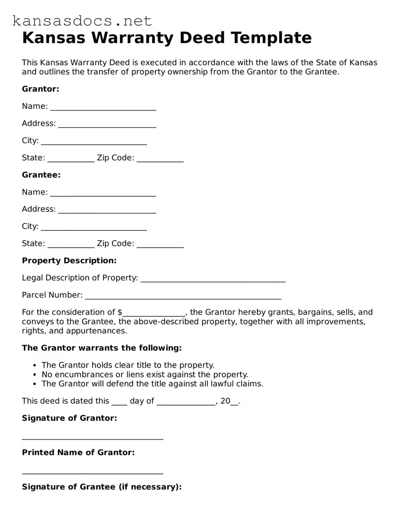 Printable Kansas Deed Template