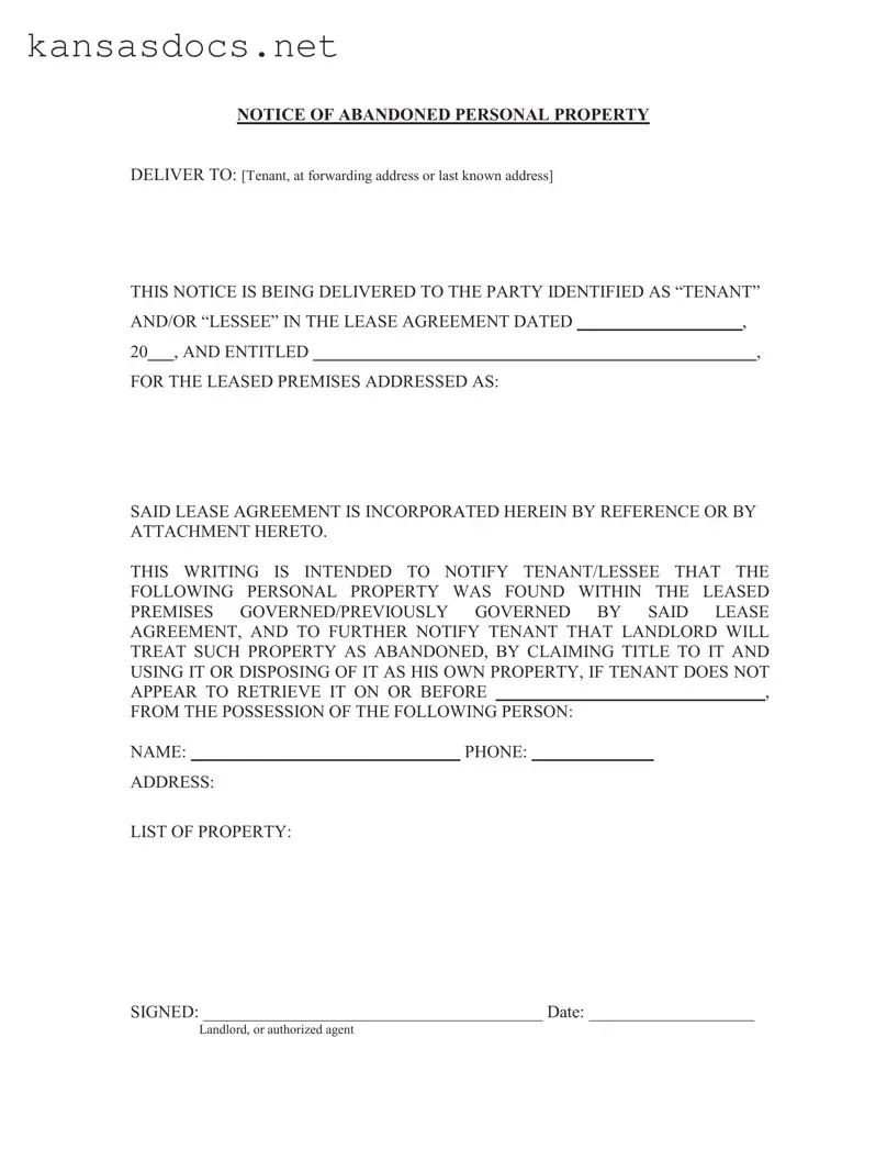 Official Kansas Property Form in PDF