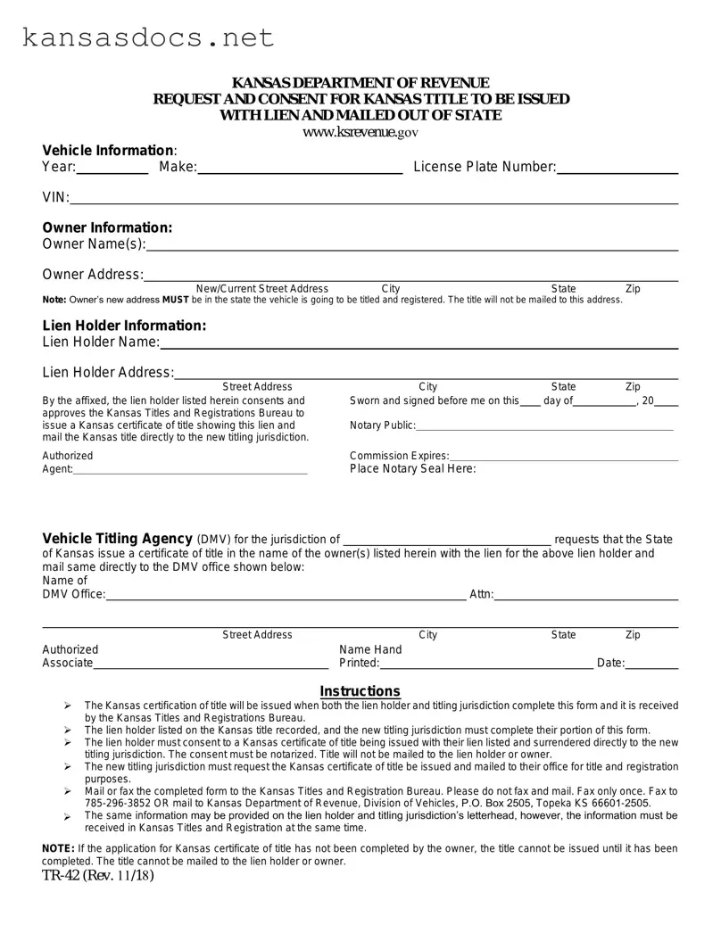 Official Kansas Tr 42 Form in PDF