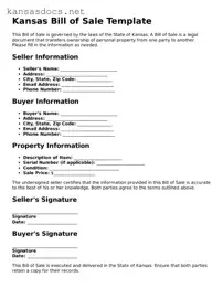 Printable Kansas Bill of Sale Template