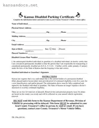 Official Kansas Disabled Parking Form in PDF