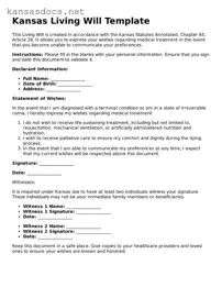 Printable Kansas Living Will Template