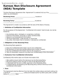 Printable Kansas Non-disclosure Agreement Template