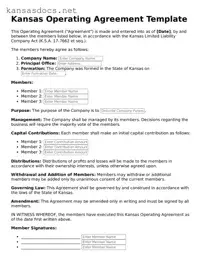 Printable Kansas Operating Agreement Template