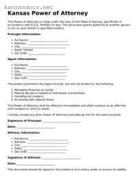 Printable Kansas Power of Attorney Template