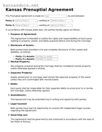 Printable Kansas Prenuptial Agreement Template