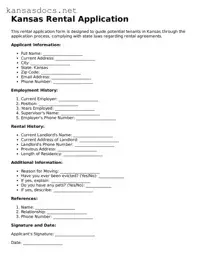 Printable Kansas Rental Application Template