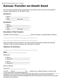 Printable Kansas Transfer-on-Death Deed Template