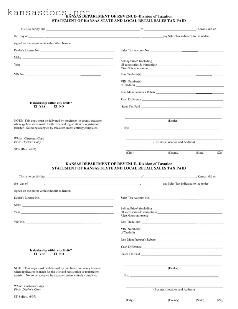Official St 8 Kansas Form in PDF